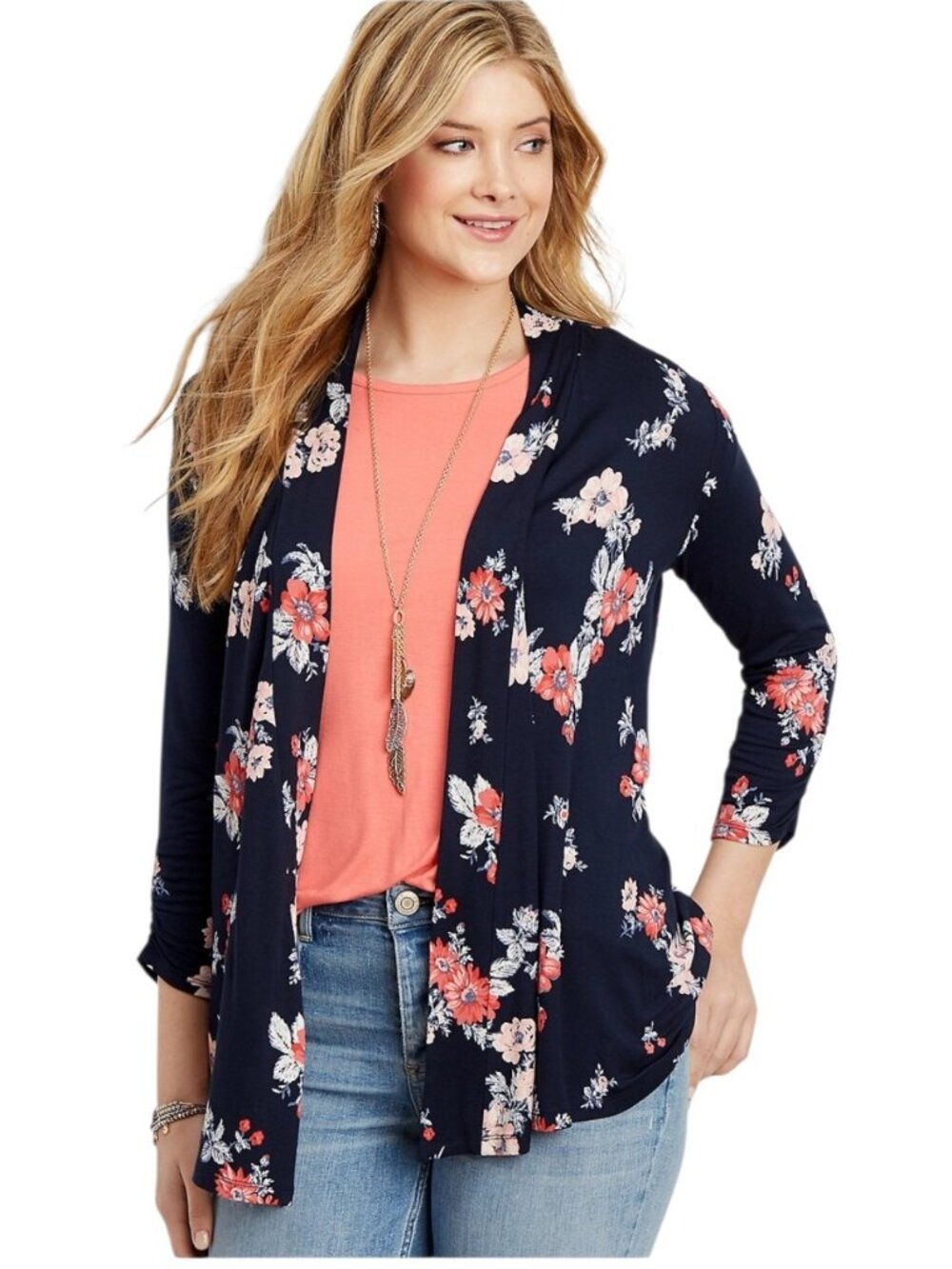 Maurices Crochet Detail Floral Cardigan